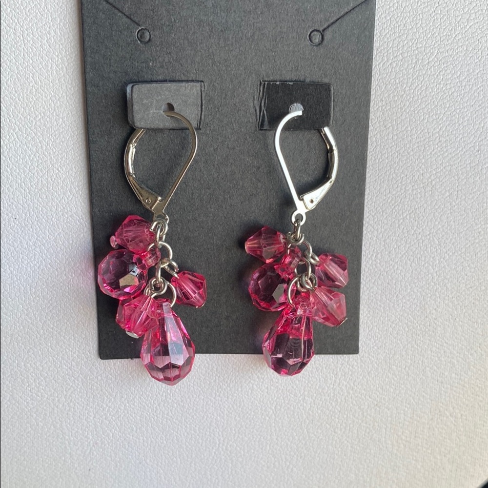 Elegant Pink Crystal Drop Earrings